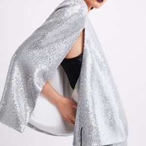 ZARA sparkling silver cape blazer size S